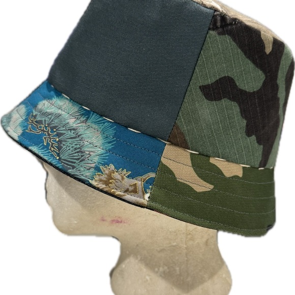 Bucket hat 22in green and black color tones,various brands and fabrics.  unisex main image 4